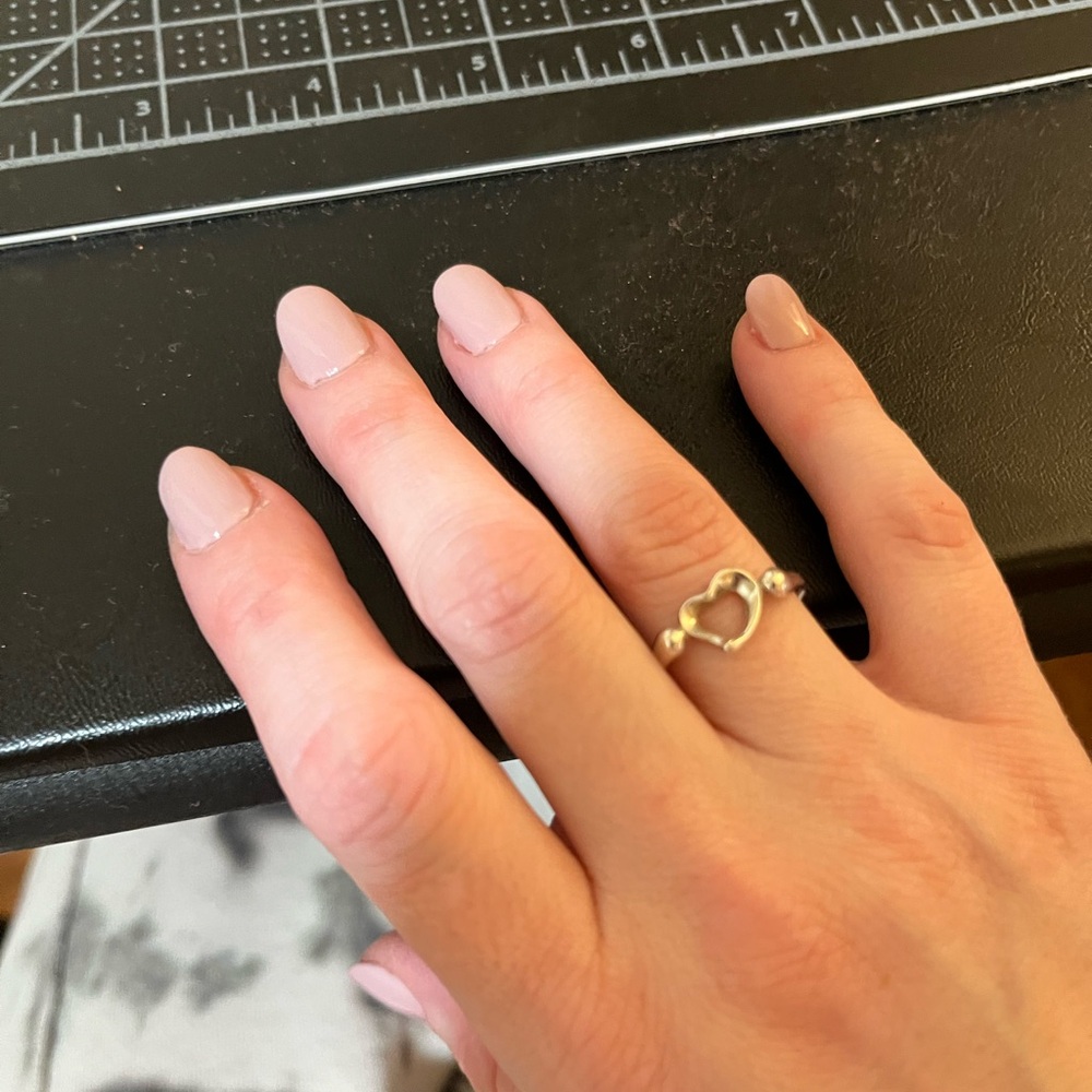 Authentic Tiffany & Co. Open Heart Ring size5 1/2 stamped Elsa Peretti 925 Spain